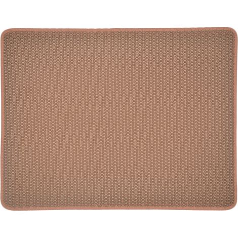 Tapis Litière Chat Bac à Litière pour Chats, Imperméable Non Toxique EVA,Double Couche en Nid d'abeille Design (3045cm, Marron) (1/5)