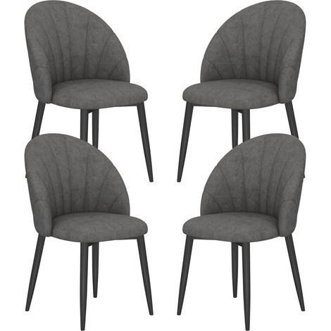 Lot de 4 chaises de salle à manger en tissu effet velours, sans accoudoirs, pieds en métal, gris foncé, design compact pour cuisine et séjour - CHICFURN (1/5)