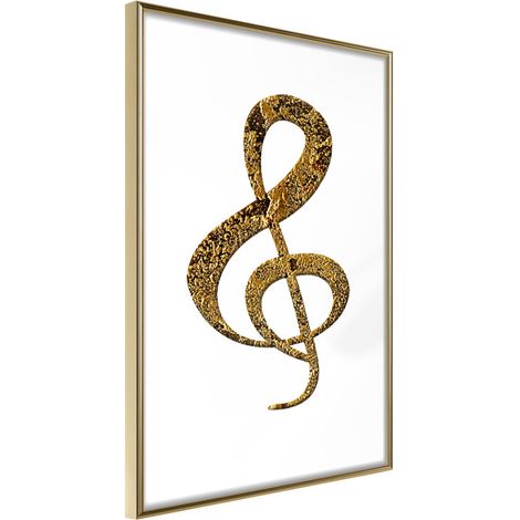 Affiche Murale Encadrée "Golden Treble Clef" 30 x 42 cm Or