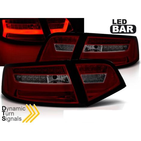 Paire de feux arriere Audi A6 de 2008 a 2011 berline LED BAR rouge fume (1/5)