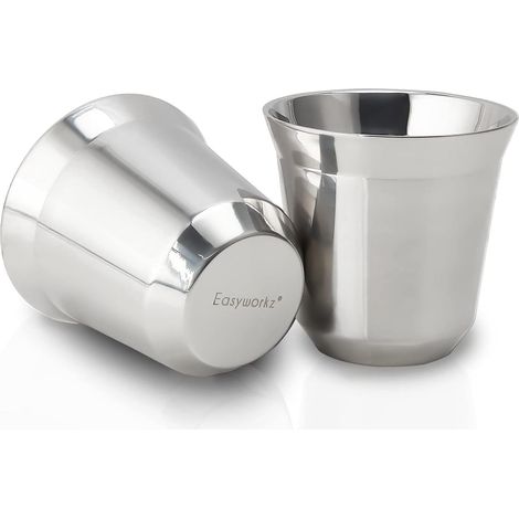 Lot de 2 tasses à expresso en acier inoxydable Double paroi isolée,150 ml (1/5)