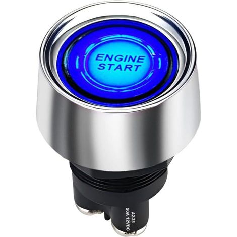 20mm DC12V 50A bouton de démarrage de voiture interrupteur de démarrage du moteur Interrupteur d'allumage LED bleue OFF- (on) 3P SPST (1/4)