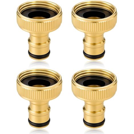 Nez de Robinet d'arrosage, 4PCS Laiton 3/4'' BSP Connecteur Rapide Tuyau de Jardin Étanche et Durable (1/5)