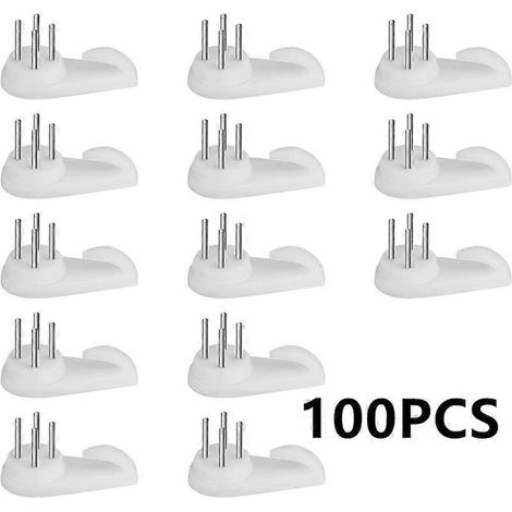100 crochets muraux pour panneaux muraux rigides, panneaux muraux en béton, crochets de fixation murale robustes sans perçage (3 cm, blanc) (1/5)