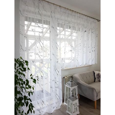 Ensemble de rideaux de balcon couleur sable avec un motif argenté tendance cousu sur une bande (1/5)