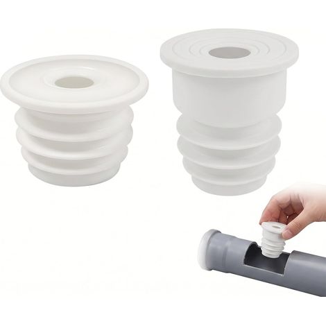2 Pièces Bouchon Anti-Odeur Machine à Laver, Joint d'Étanchéité de Tuyau d'Évacuation 35-40mm et 45-50mm, Bague d'Étanchéité pour Canalisation Cuisine et Salle de Bain, Blanc (1/5)