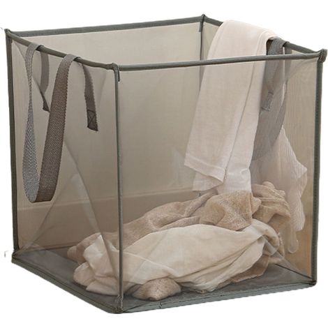 Panier À Linge - Maille Respirante - Pliable - Avec Poignées - Pour Rangement De Vêtements Sales - 33x33x33 Cm - 1 Pièce (1/5)