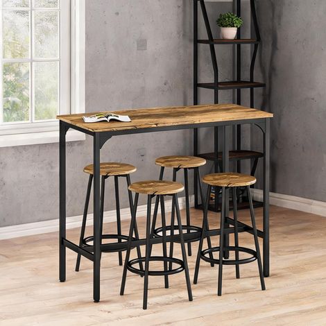 Ensemble table de bar et tabourets marrone 110 x 50 x 89,5 cm (1/5)