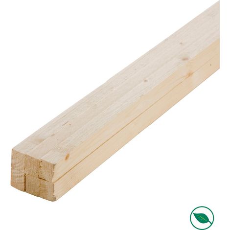 Forestea – Lot de 6 tasseaux sapin brut 2000 x 38 x 25 mm traité classe 2 – Label PEFC 70% – Pour cloisons et supports – Bois raboté de qualité