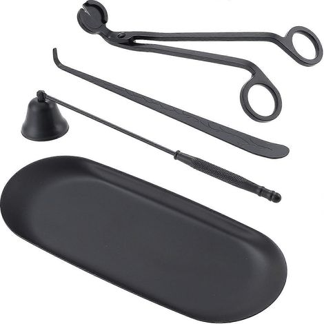 Ensemble d'entretien des mèches de bougies en acier inoxydable : coupe-mèches, ventouse, éteignoir et plateau de rangement. Idéal pour la maison, les mariages et les fêtes. Cadeau parfait pour la mais (1/4)