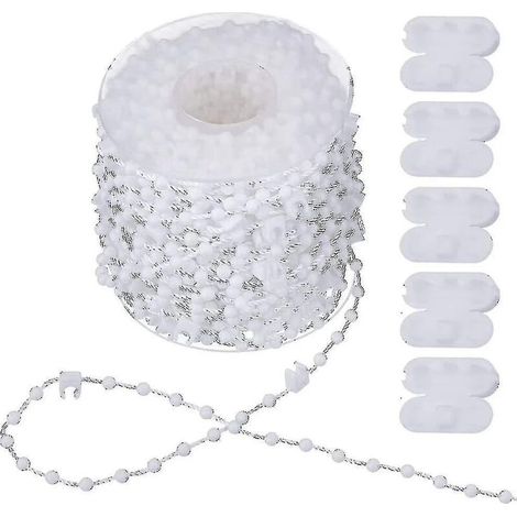 KLVGTIFS PU - Chaînette de 20 m pour store vertical - Accessoires pour stores verticaux et 5 connecteurs pour cordon - Chaînette inférieure pour lames de 89 mm, blanche (1/5)