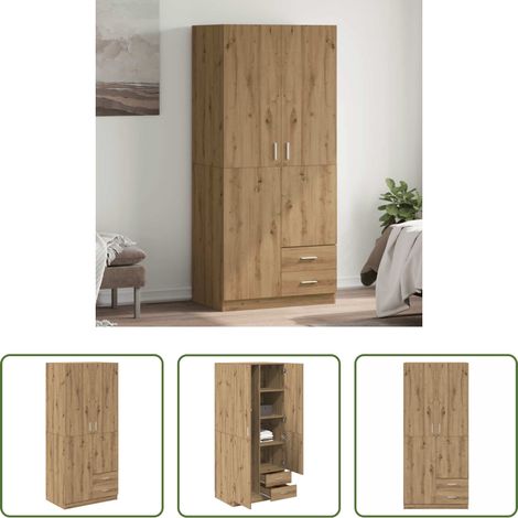 Kleiderschrank mit Fach -  Kleiderschrank Artisan-Eiche 80x52x180 cm Holzwerkstoff (1/5)