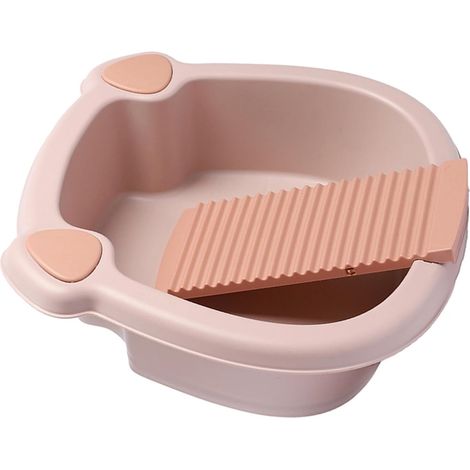 Bassine à Lessive Compacte Planche à Laver Intégrée, pour Lavage la Main de Vêtements Délicats à Domicile Dortoir, Facile à Stocker et Légère, Style Mini Washing Machine (1/5)