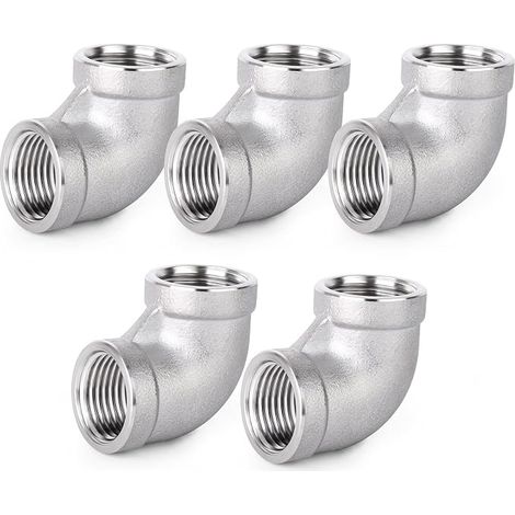 5 piezas de codos de 90 grados de acero inoxidable 304, racores para tubos BSP hembra de 3/4" x 3/4" (1/5)