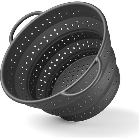 1 Passoire Pliable, Silicone, Anneau Inox, 23,5 cm, Résistante 200 C, Lave-vaisselle, Cuisine