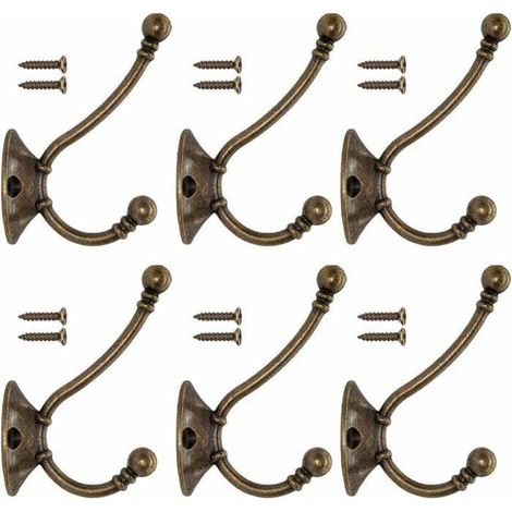 HONORNIC - 6 PCS Patère Porte Manteau Murale Vintage Crochet Métal De Porte Chapeau Crochet Rétro pour Porte-Manteau Salle de Bain Cuisine