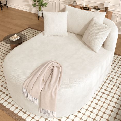 Canapé lounge ovale 170x112,5x83 cm, assise extra profonde 122 cm, format compressé sans montage, bonne reprise de forme, velours côtelé (1/5)