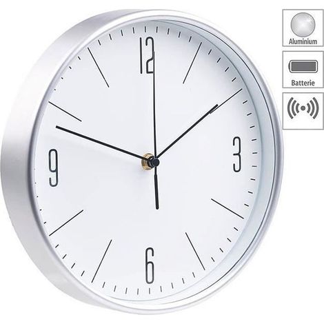 Horloge murale - ST. LEONHARD - Classique - Ø 30 cm - Argent - Radio-pilotée