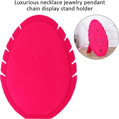 Porte-bijoux en velours avec support pour colliers et chaînes (Rose rouge) (1/4)