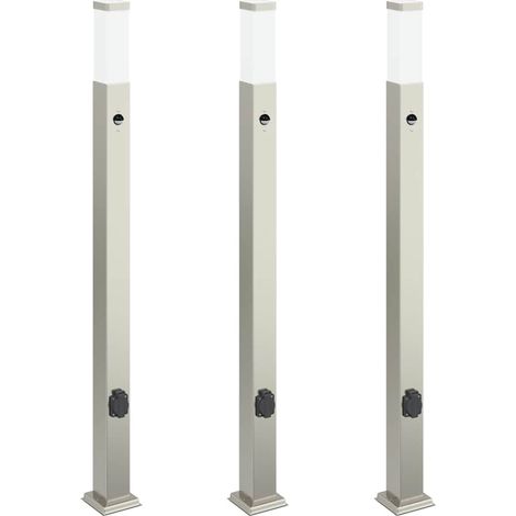 Pollerleuchten mit Sensor&Steckdose 3 Stk. 110 cm Edelstahl IP44 vidaXL (1/5)