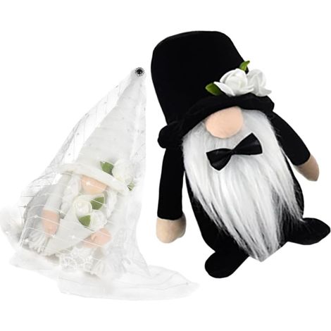 Lot de 2 Poupées Gnomes de Mariage en Peluche Décoration de Salle de Mariage Romantique 2 Pièces Peluche Douce et Solide pour Décorations de Fête et Intérieur (1/5)