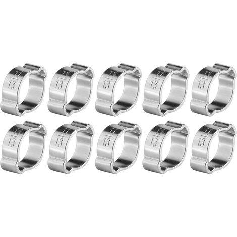 10pcs Zinc Plated Iron Galvanized Two Ear Hose Clamp 5‑23mm for Fule Petrol Pipe Tube(11‑13MM)