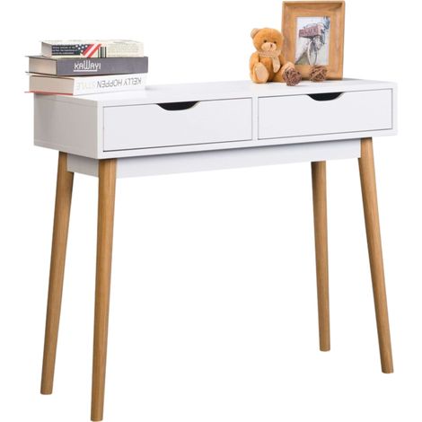 Mueble Recibidor Fiano en color blanco con 2 cajones 78x90x35 cm (1/5)