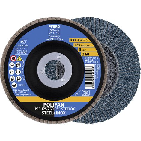 Fächerschleifscheibe Ø 125 mm K 60 flach Edelstahl (INOX) Zirkonkorund Z PFERD (1/5)
