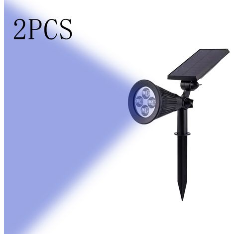 Lampes solaires d'extérieur, appliques murales pour jardin et allée, lot de 2, bleues (1/4)