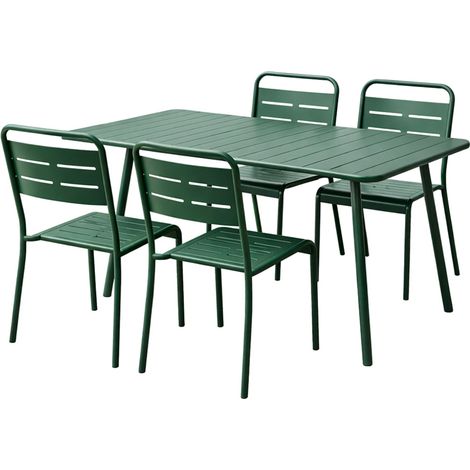 Ensemble table de jardin 120 cm et 4 chaises vert BERGAME (1/5)