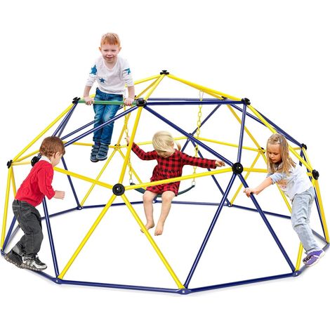 Goplus – Dôme d'escalade enfants avec balançoire – Charge maximale 360 kg – Métal résistant – Dimensions 305 x 305 x 156 cm – Pour 3-10 ans (1/5)
