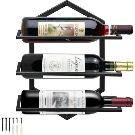 Porte-Bouteilles Mural en métal, Porte-Verres à vin à Suspendre, Casier à vin Rouge (1/5)