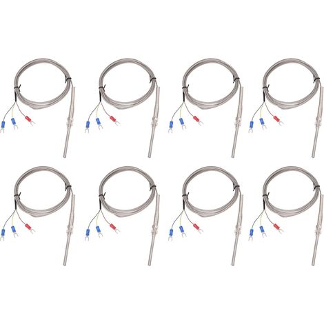 8X 0-400C PT100 Type 5mm x 50mm Controleur de Temperature Thermocouple Sonde 2 Metres (1/4)