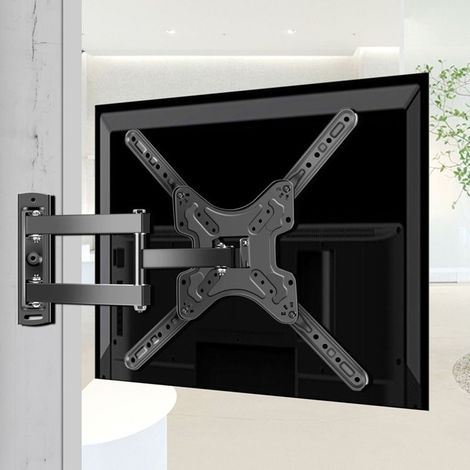 Support mural professionnel en métal télescopique robuste pour téléviseur, avec rotation et inclinaison, compatible avec les accessoires TV. (1/5)