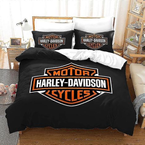 Ensemble de literie 2/3 pièces HD-10 imprimé en 3D Harley Davidson avec housse de couette et taie d'oreiller