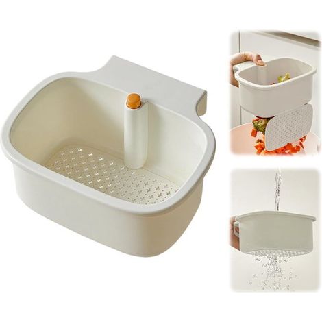 Égouttoir à légumes amovible en silicone, à fixer sur un robinet mural - Blanc