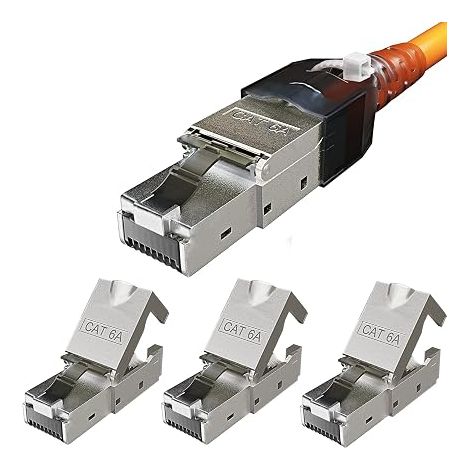 RJ45 Connector Toolless Cat 6a Male Plug Network 10Gbps Shielded Crimp with LSA Connection for Cat 7 Cat6a Cat6 Ethernet Cable 8 Pole (1/5)
