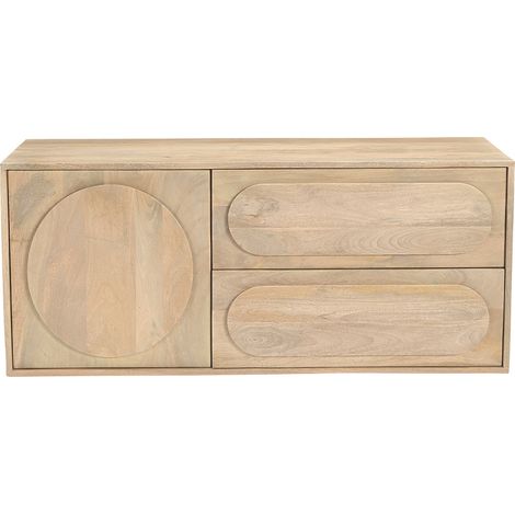 Meuble de salle de bain suspendu en bois manguier massif L120 cm SLAPPA (1/5)