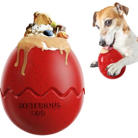 Juguete clásico para perros, juguete para masticar, juguete para lanzar y recoger, juguete para perros con forma de huevo de dinosaurio de alimentación lenta, juguete duradero para cachorros grandes. (1/5)