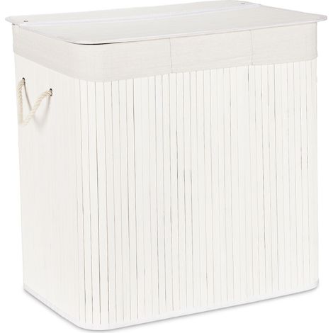 Cesto portabiancheria rettangolare a 3 scomparti bagno 62 x 62,5 x 42,5 cm in bambù naturale 130011590