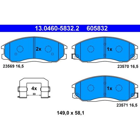 Kit de plaquettes de frein, frein à disque ATE 13.0460-5832.2 DAEWOO 4813008260