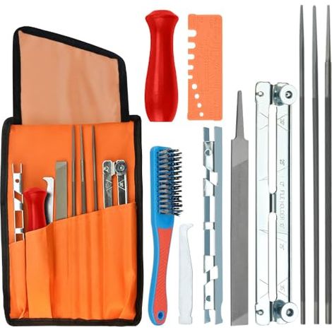 11PCS Kit Affutage Chaine Tronçonneuse Affuteuse de Tronçonneuse Professionnel Kit d'Affûtage pour Tronçonneuse Affûteuse de Lame de Tronçonneuse Affûteuse Tronçonneuse Portable pour Affûter (1/5)