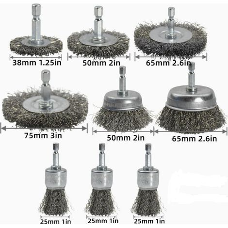 9-teiliges Drahtbürstenset für die Tiefenreinigung – 1/4-Zoll-Schaft zur Rostreinigung – ideal für Haus und Garten