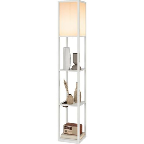 Lampadaire Montria tablettes LED USB blanc (1/5)