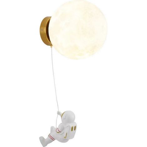 Creative astronaut wall light, planet decoration, 3D print lampshade, bedroom, bedside table, children's room, white light (1/5)