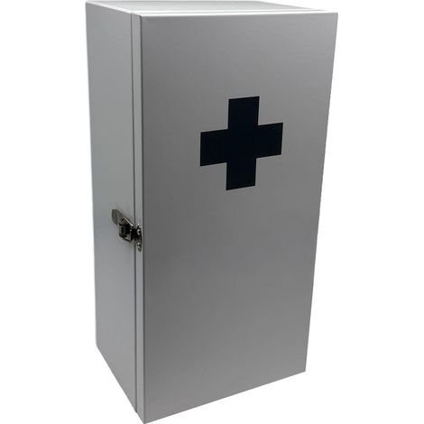 Pratico armadietto dei medicinali da appendere 42 x 21 x 15,5 cm con 3 scomparti design sobrio in ferro bianco 130017901