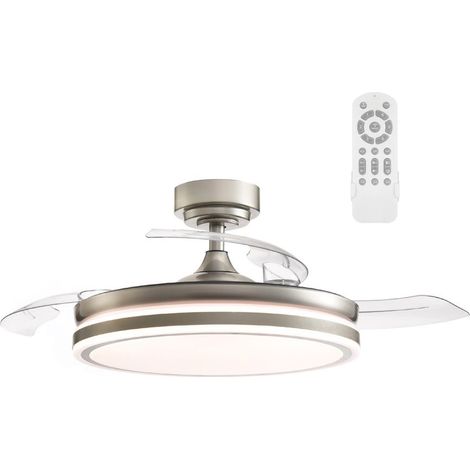 Ventilador LED con aspas plegables Perla Níquel CCT (72W)