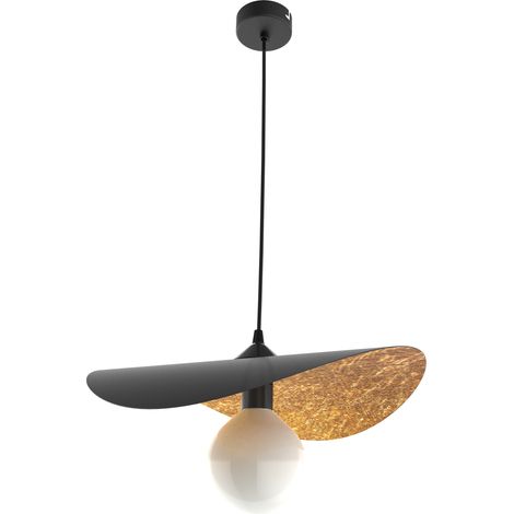 LUMICOM PIUMA Suspension, 1X E27, max 42W, métal, noir mat/feuille d'or, D.40cm 40 Noir/feuille d'or