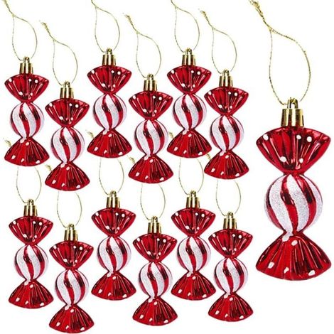 12x Weihnachtsbaumschmuck-Süßigkeiten