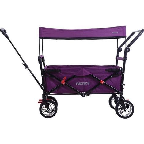 FUXLIFE by FUXTEC CT-700 Bollerwagen Carrello Pieghevole capacità 75 kg - richiudibile compatto - 2 posti con freno di stazionamento - Viola
